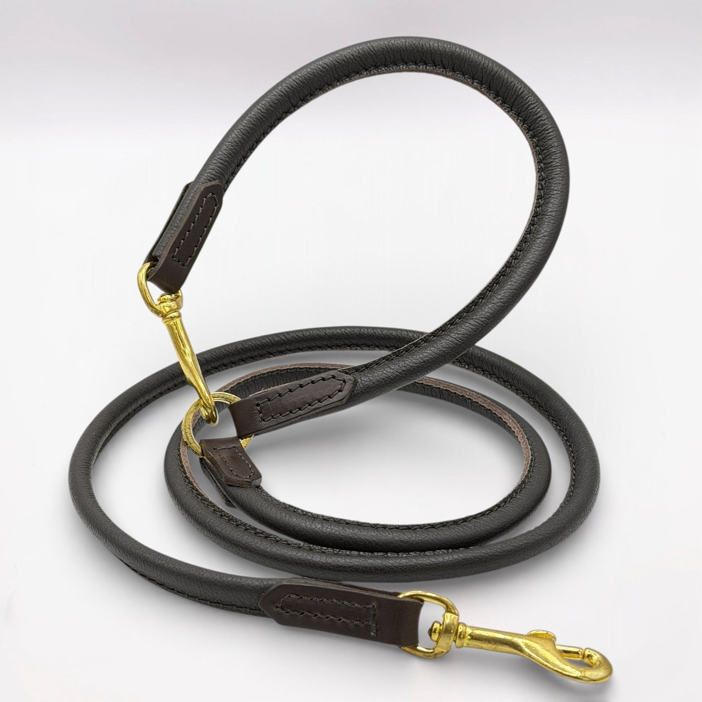 Rolled Soft Leather Long Lead - 165cm | Brown