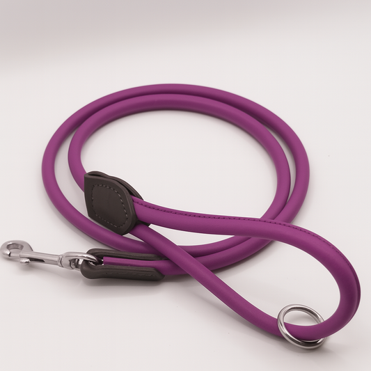 OUTLET: Rolled Soft Leather Dog Lead Magenta