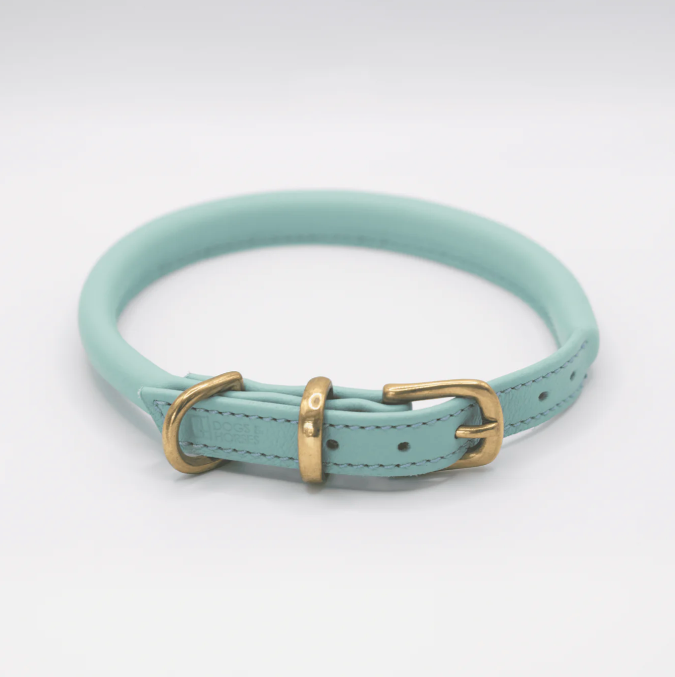 Rolled Soft Leather Dog Collar Aqua