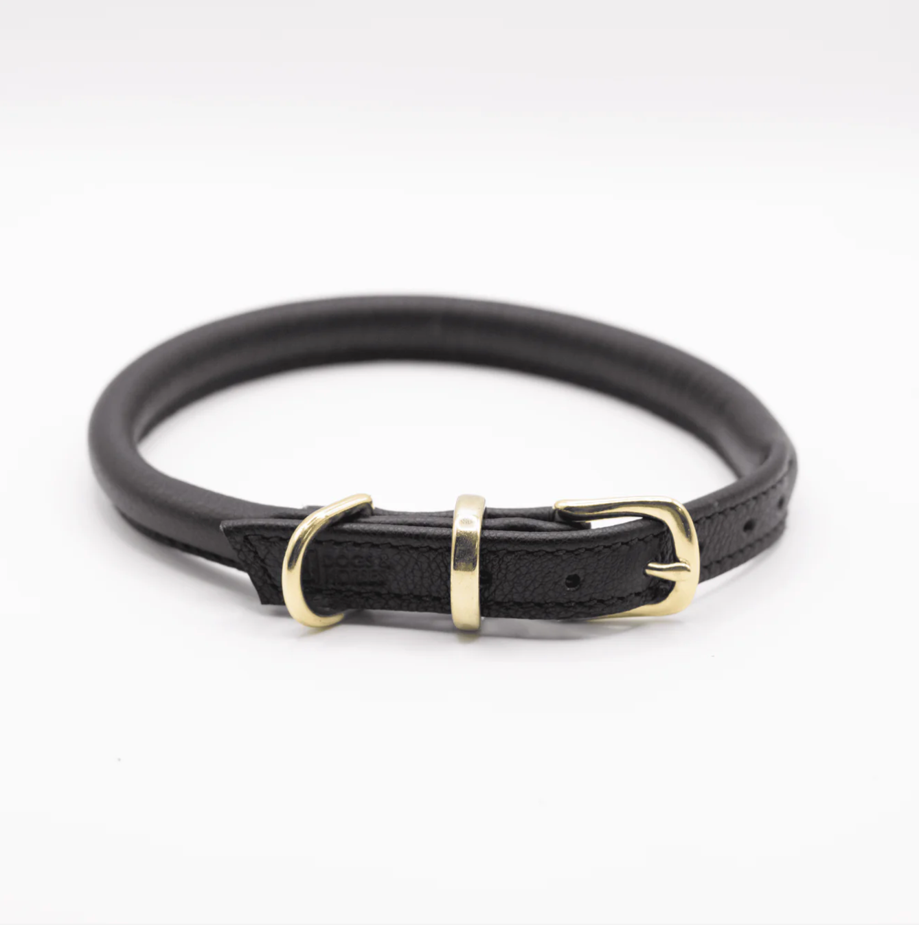 Rolled Soft Leather Dog Collar Black