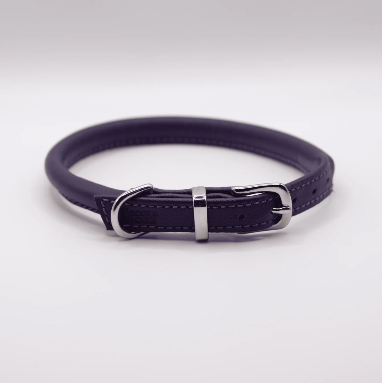 OUTLET: Rolled Soft Leather Dog Collar Purple