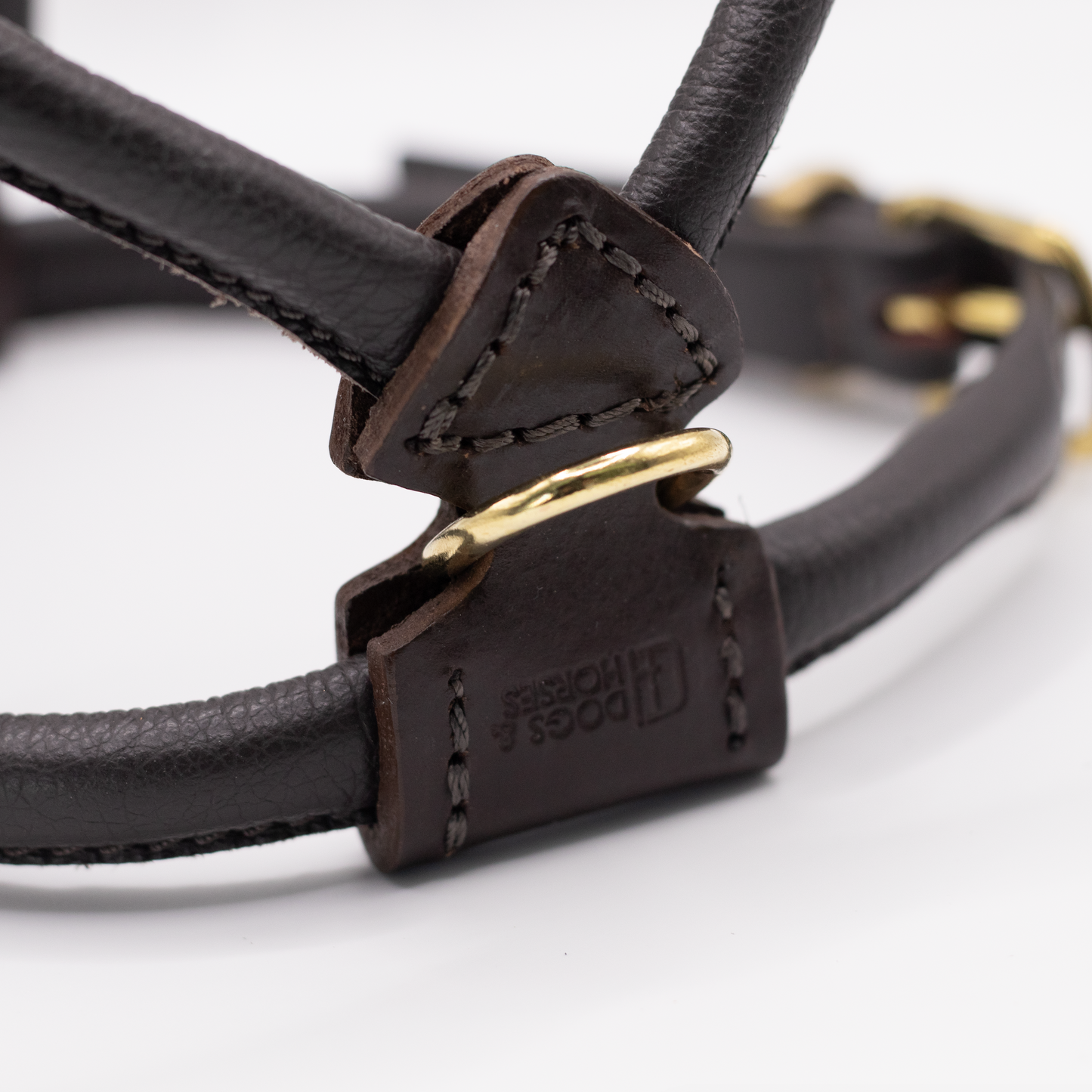 D&H Rolled Leather Dog Harness Brown