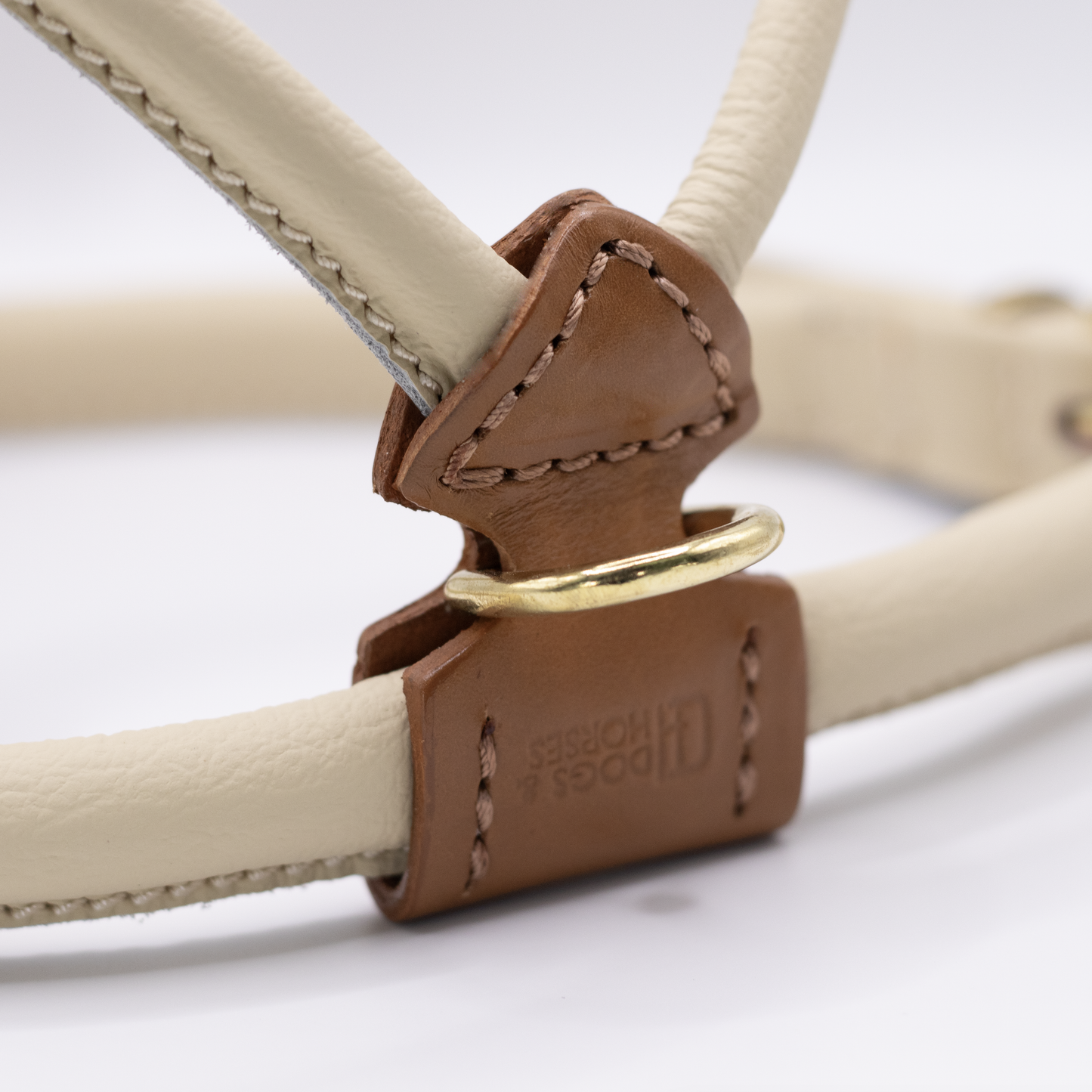 D&H Rolled Leather Dog Harness Cream