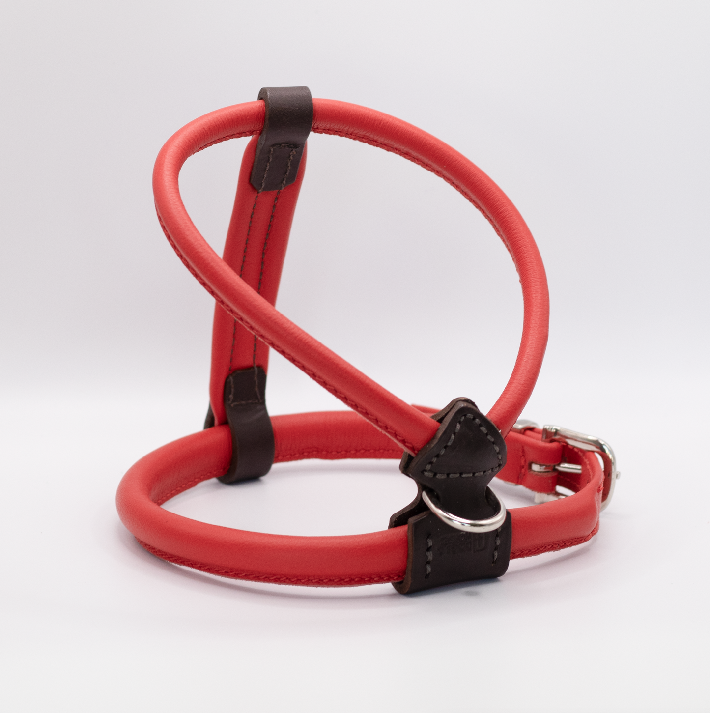 D&H Rolled Leather Dog Harness Red
