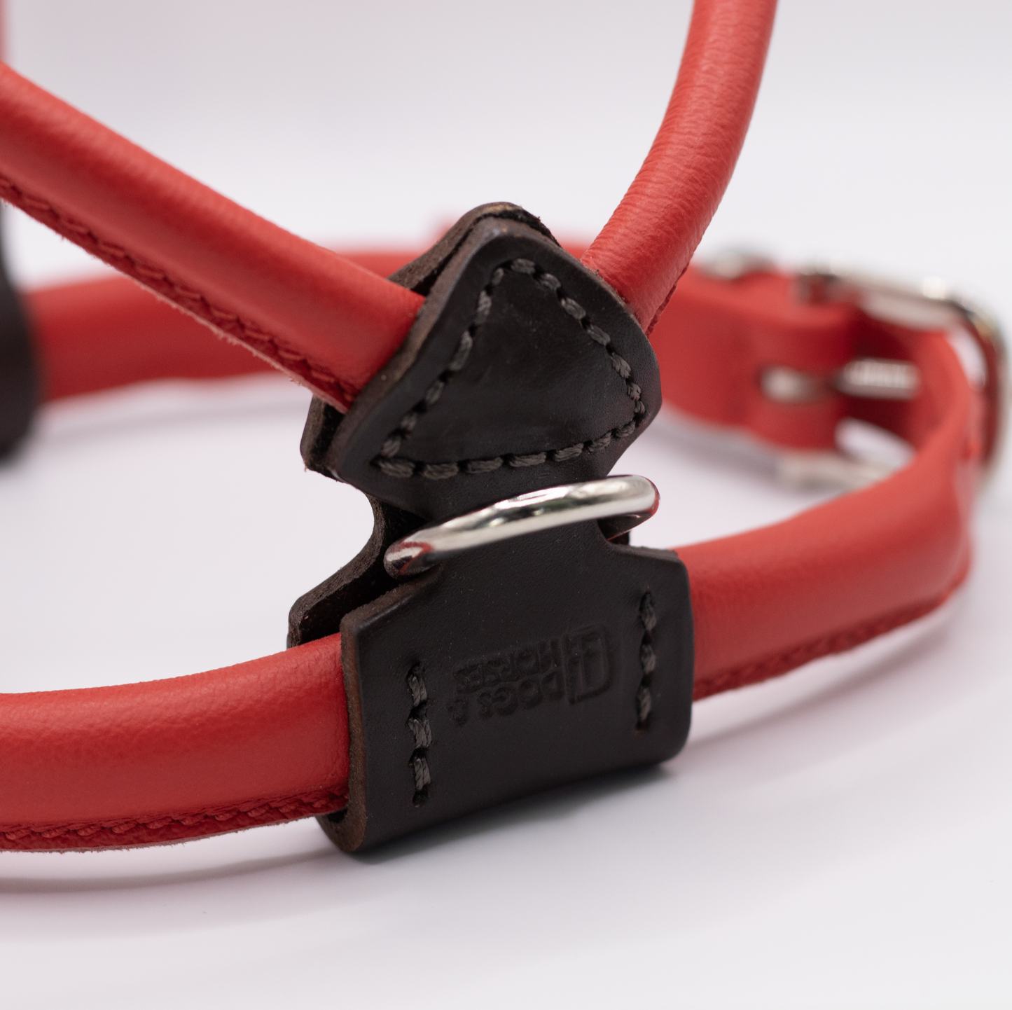 D&H Rolled Leather Dog Harness Red