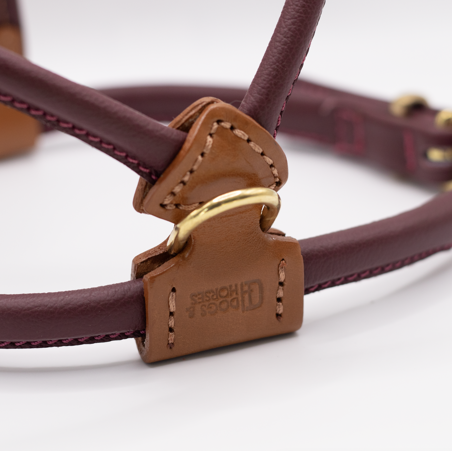 D&H Rolled Leather Dog Harness Merlot