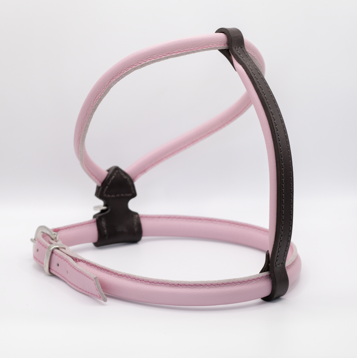 OUTLET: D&H Rolled Leather Dog Harness Pink with Black