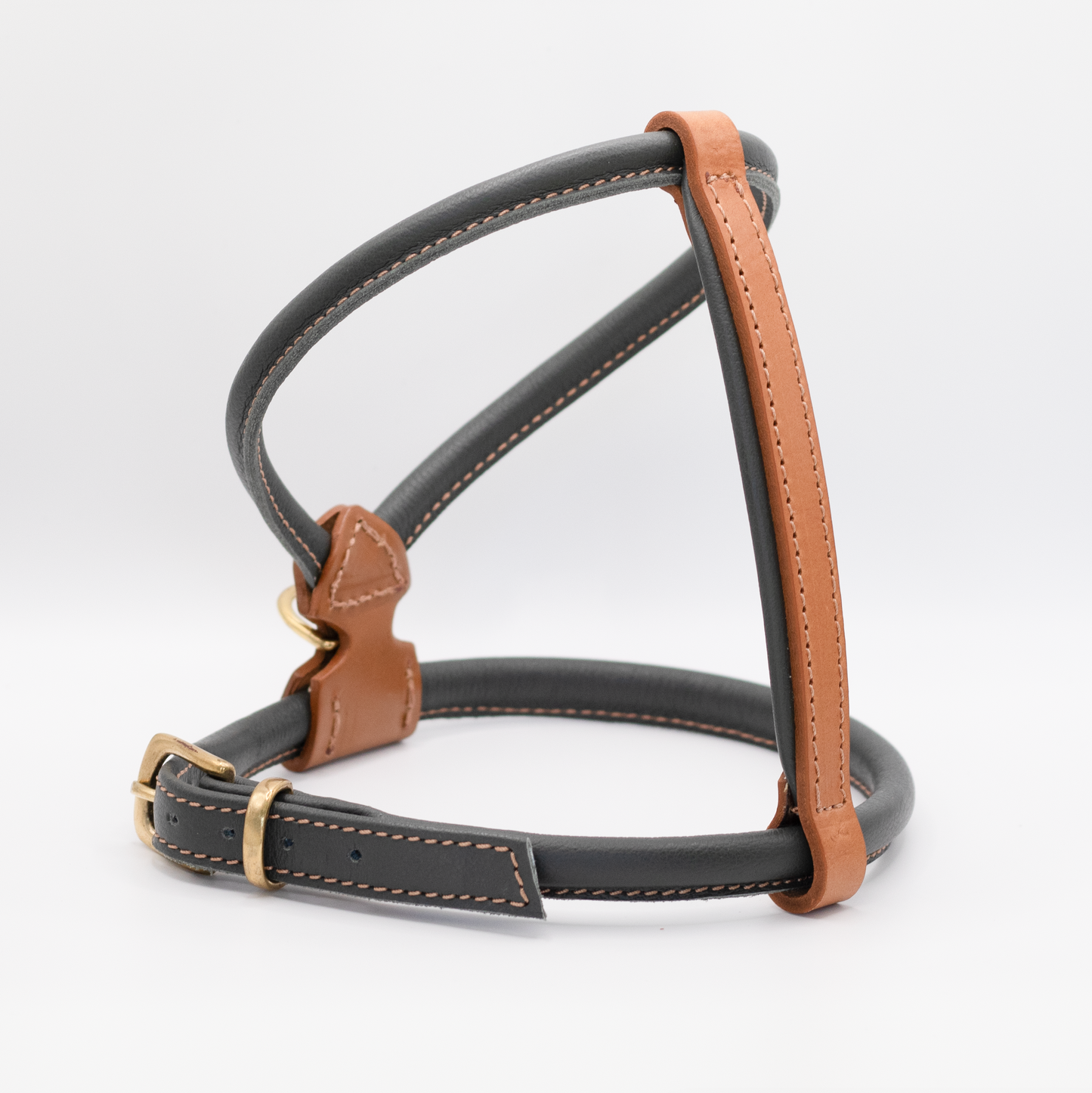 D&H Rolled Leather Dog Harness Racing Green