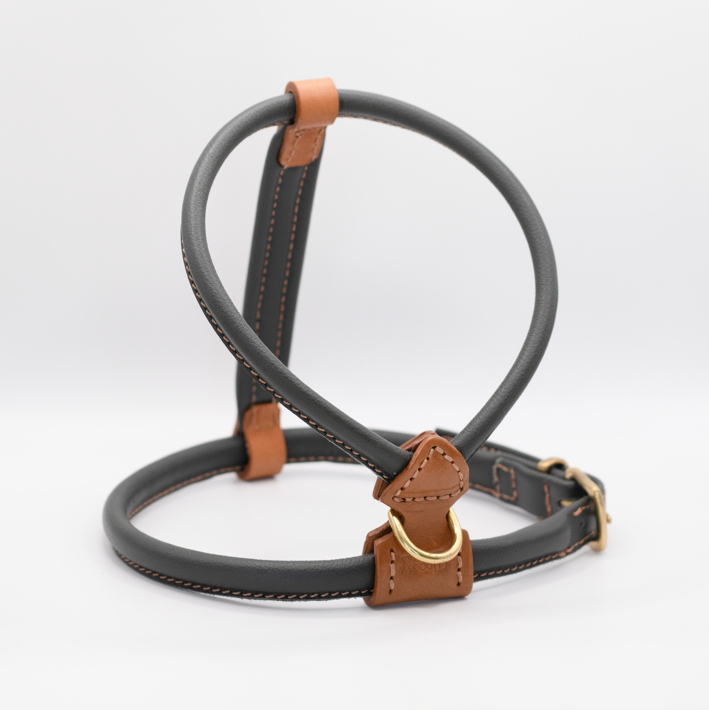 D&H Rolled Leather Dog Harness Racing Green