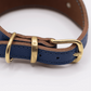 Flat and Wider Soft Leather Dog Collar Electric Blue