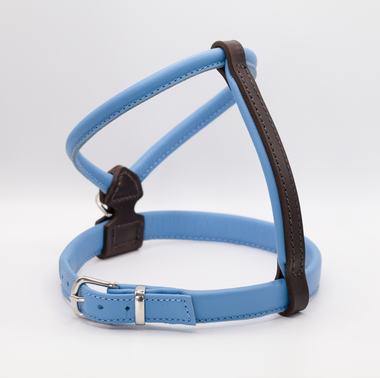 French Bulldog Leather Harness Blue