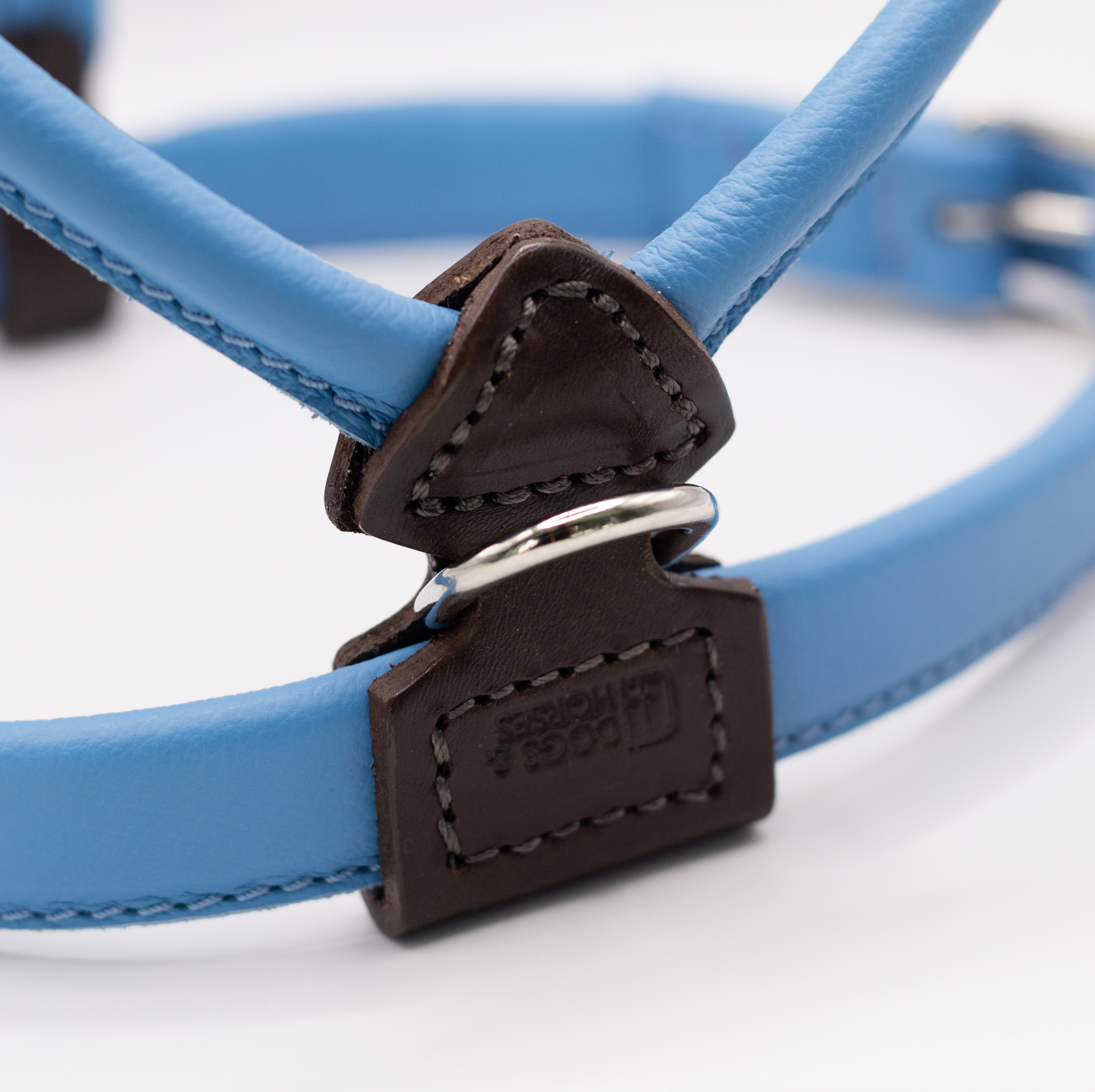 French Bulldog Leather Harness Blue