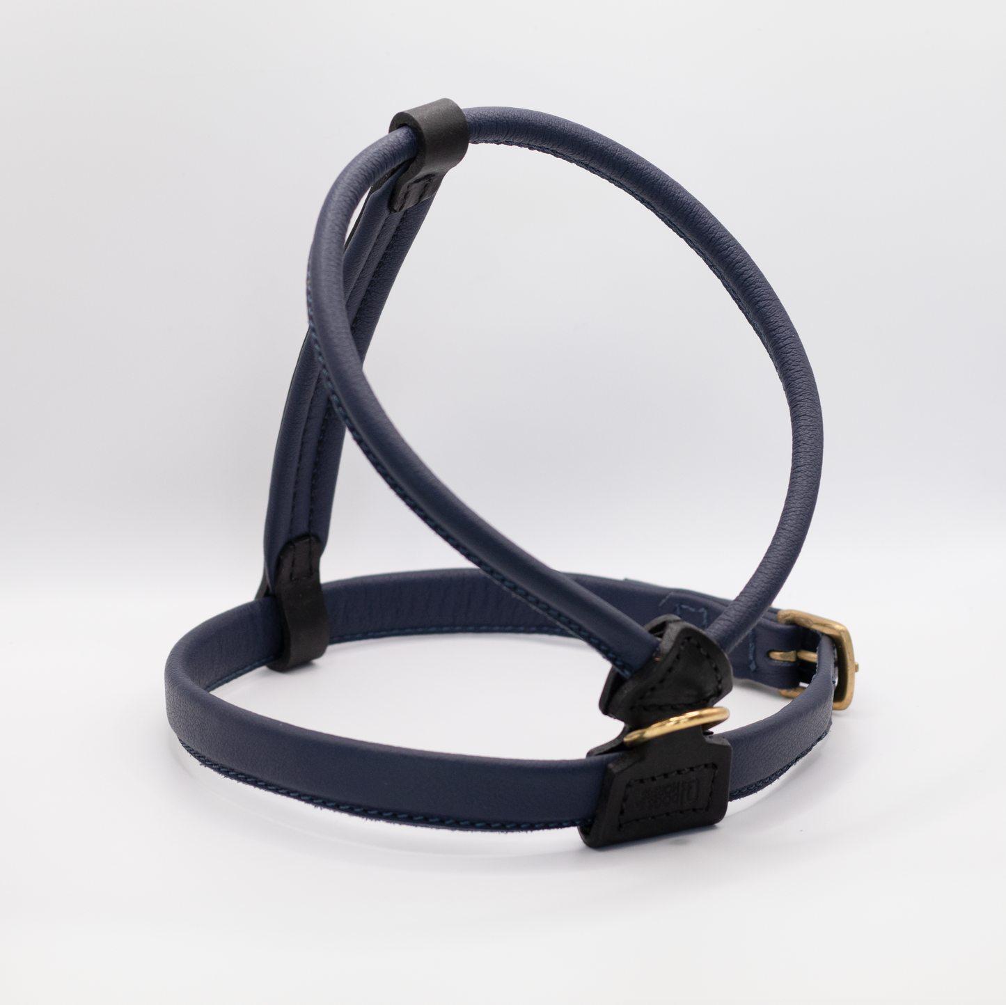 French Bulldog Leather Harness Navy