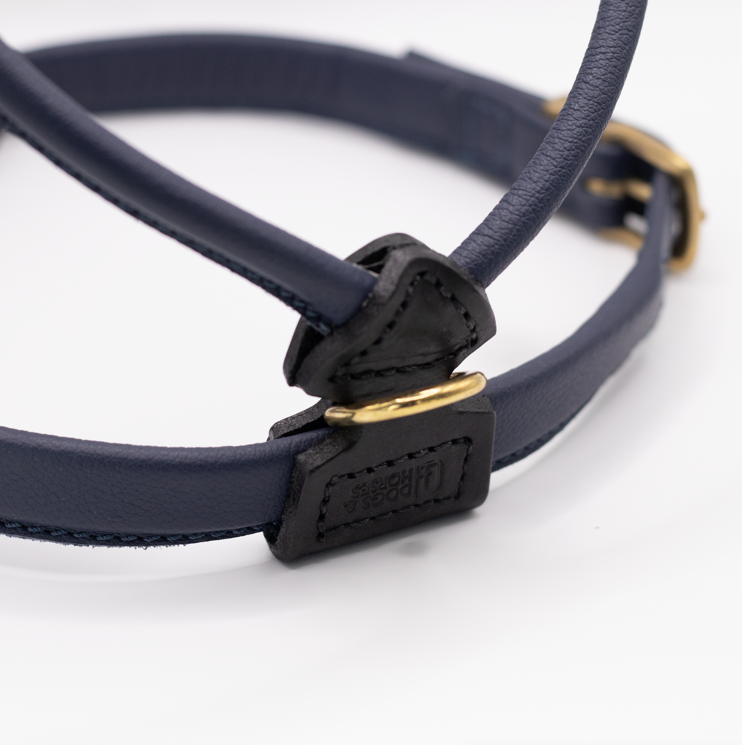 French Bulldog Leather Harness Navy