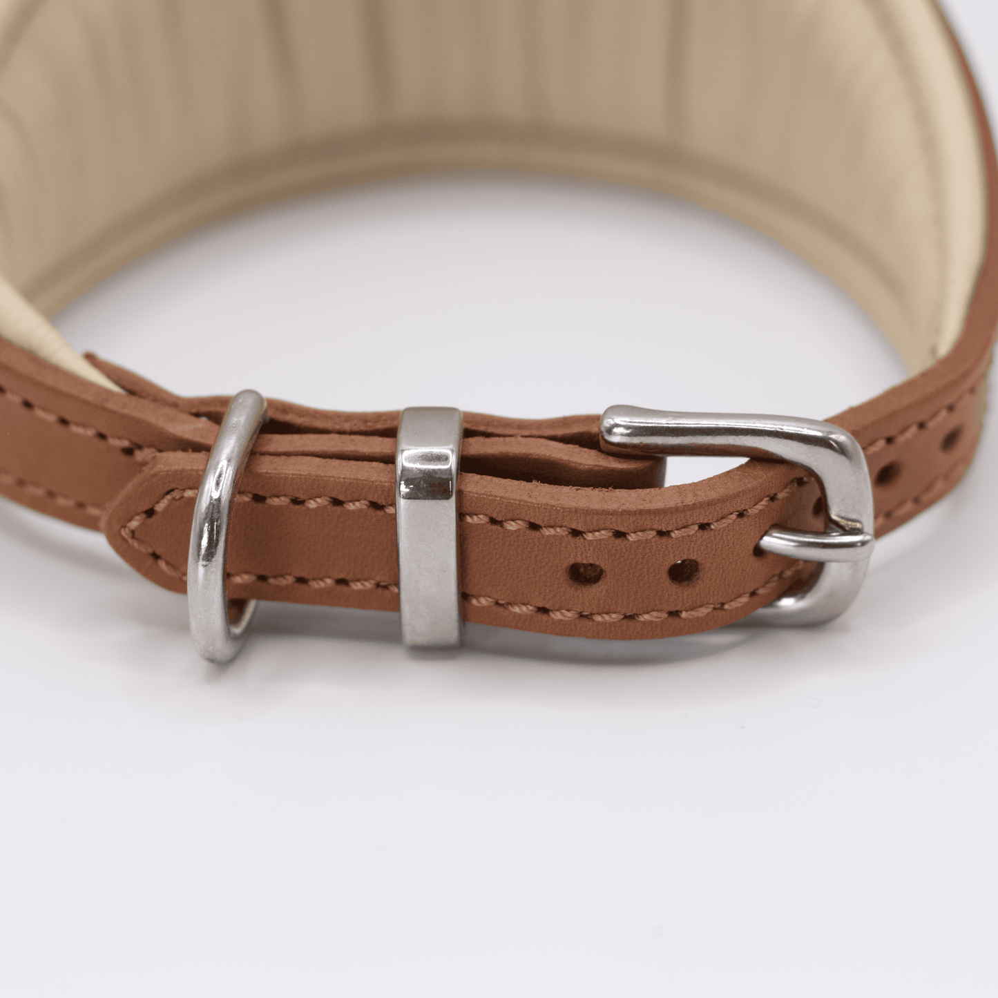 D&H Padded Leather Hound Collar Tan and Cream