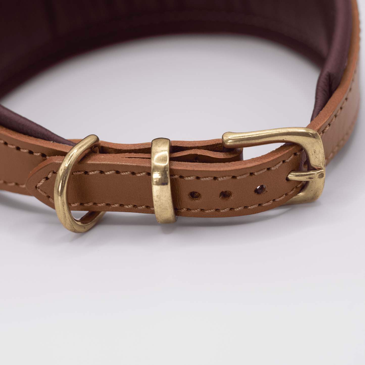 D&H Padded Leather Hound Collar Tan and Merlot