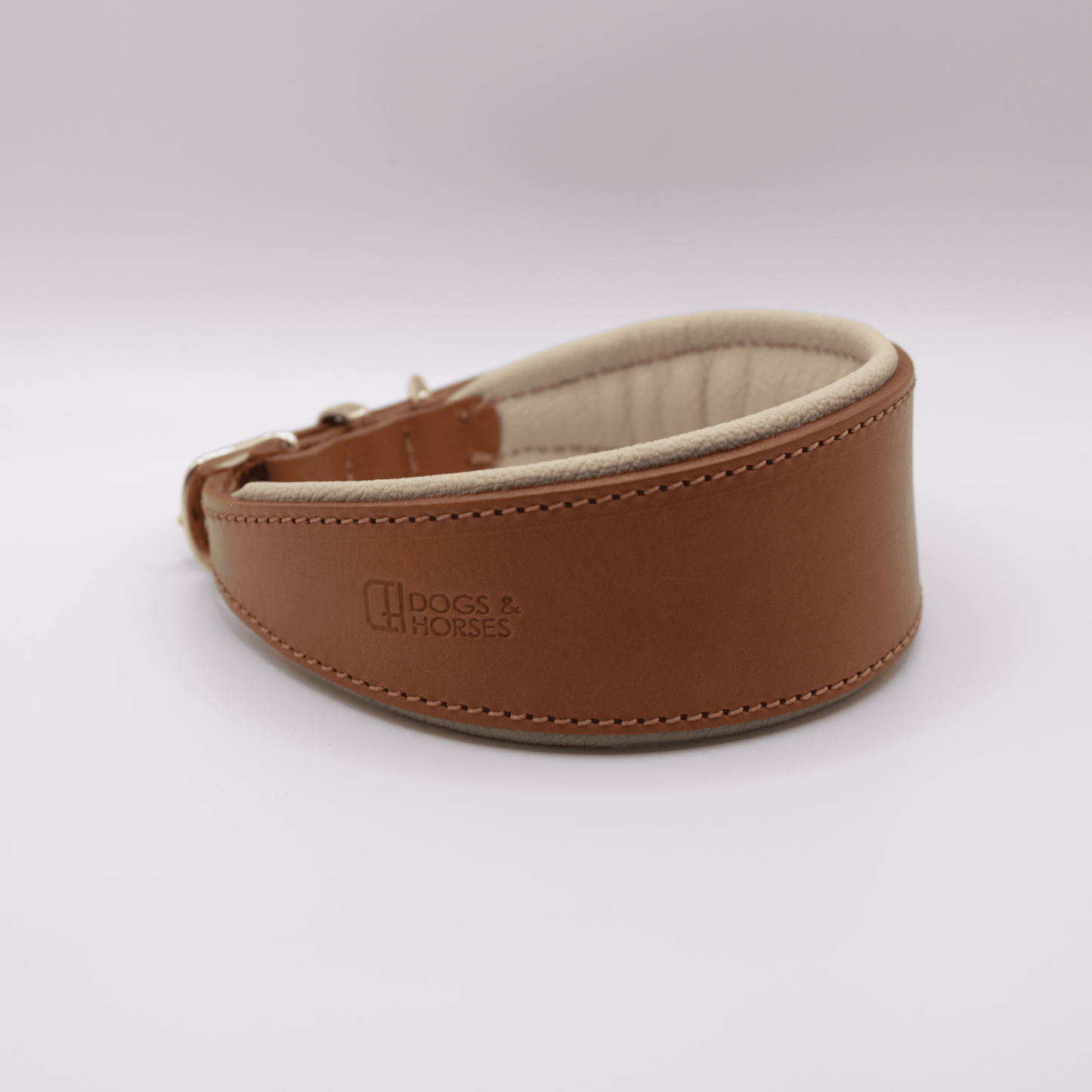 D&H Padded Leather Hound Collar Tan and Cream