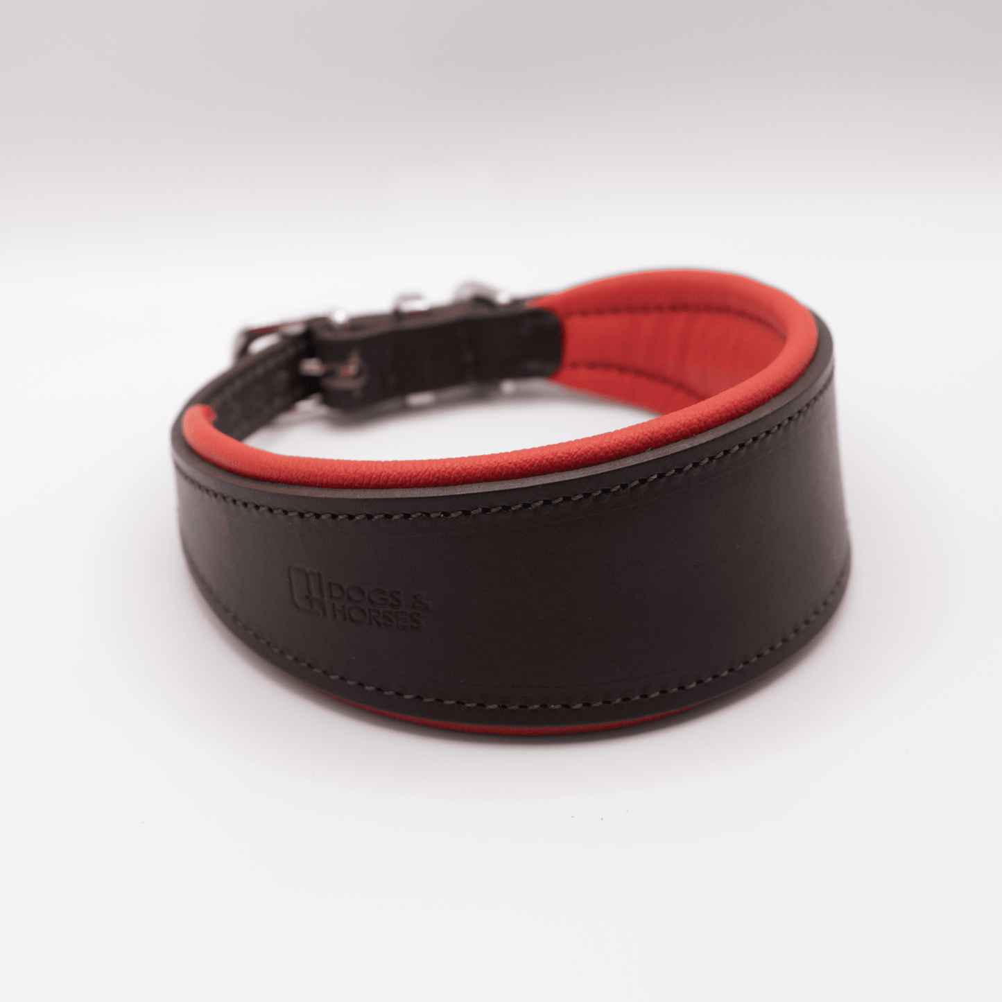 D&H Padded Leather Hound Collar Brown and Red