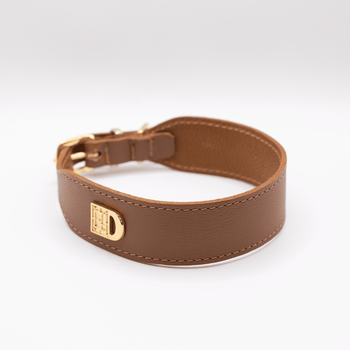 Big Dog Flat and Wider Leather Dog Collar Tan