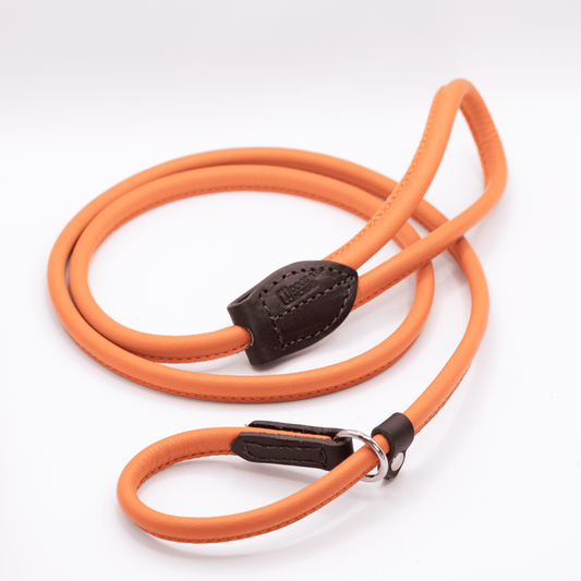 D&H Rolled Soft Leather Slip Lead Orange