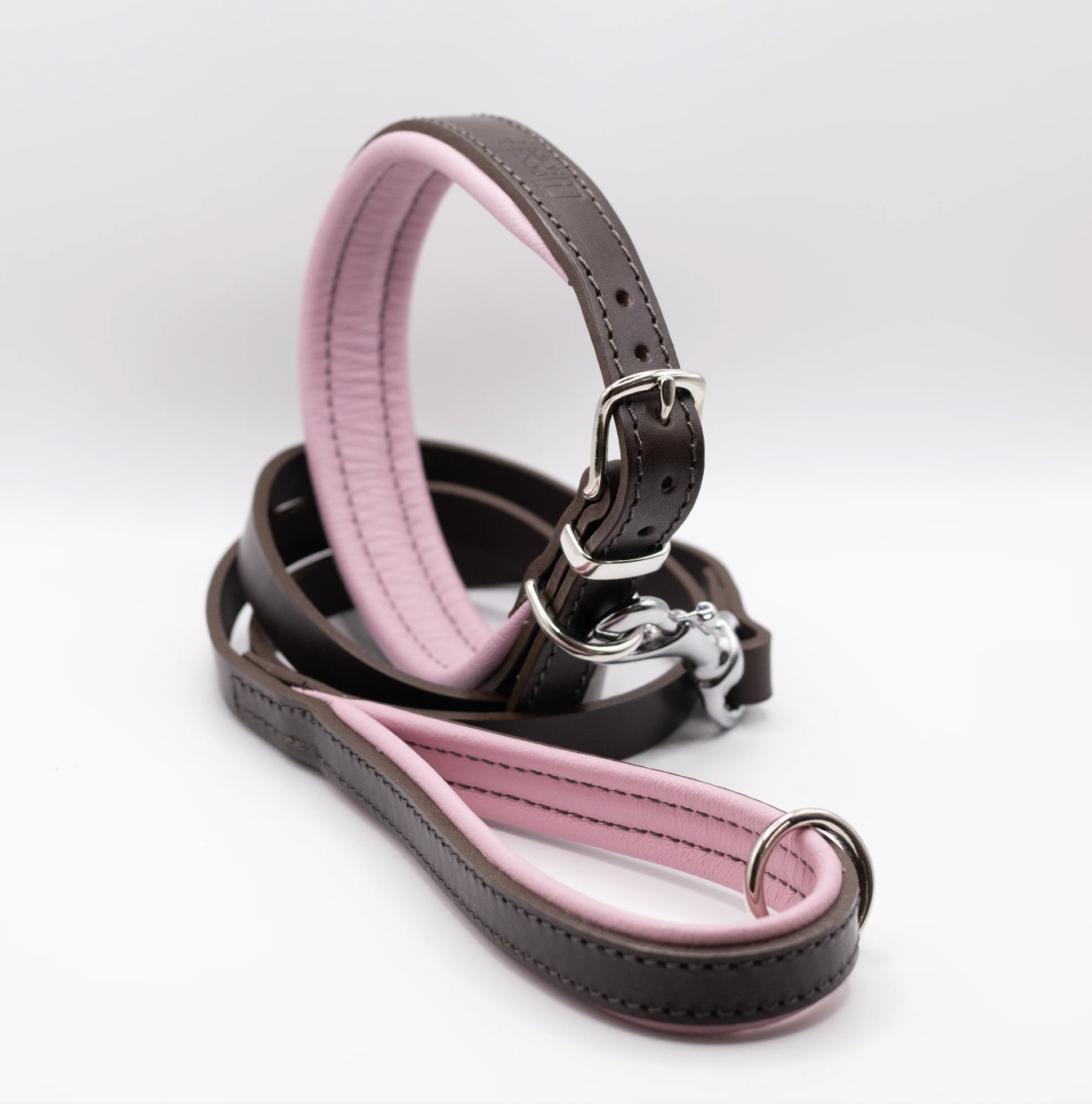 Handmade in Britain padded leather dog collar and lead