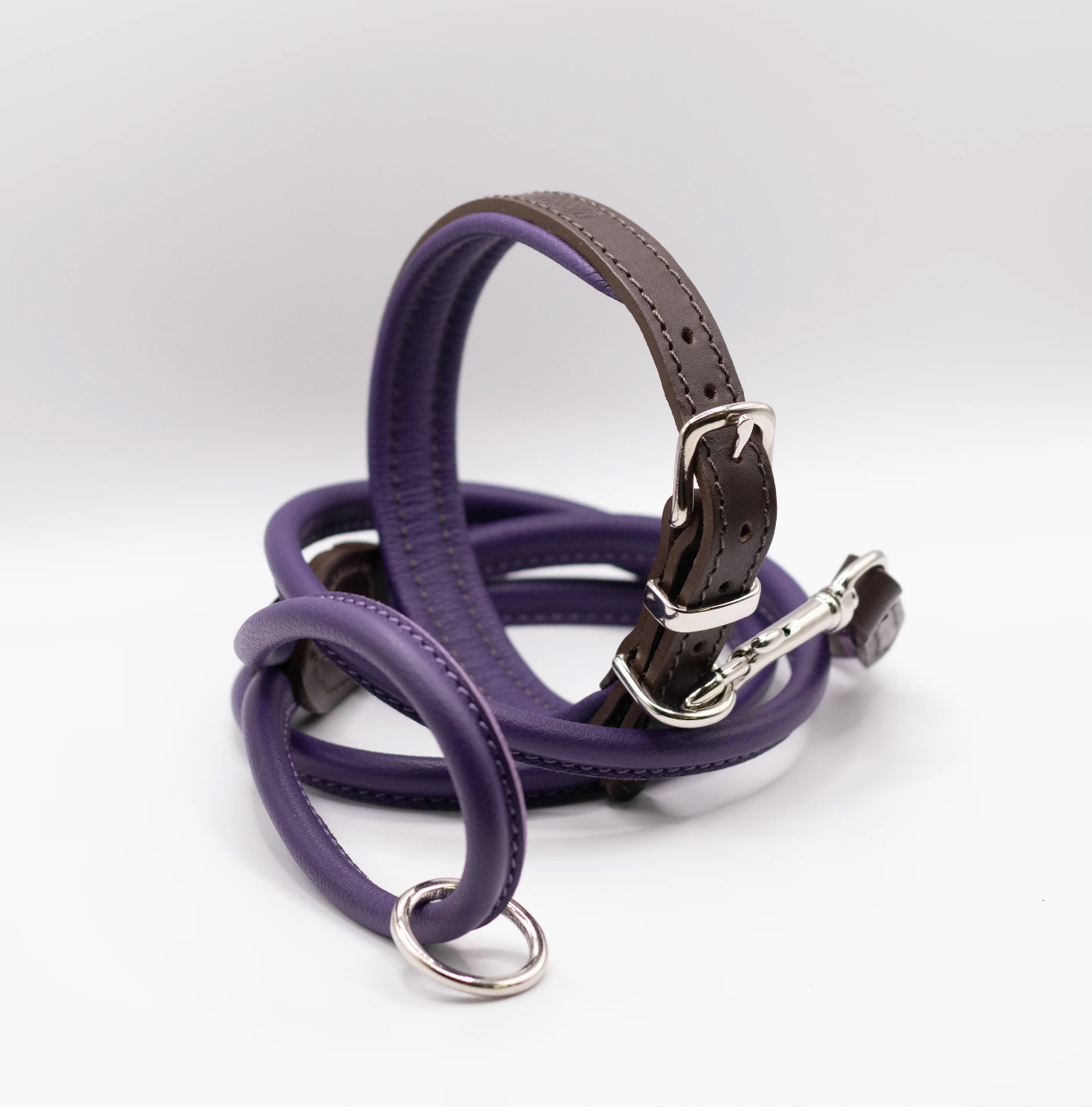 Purple leather dog 2024 collar