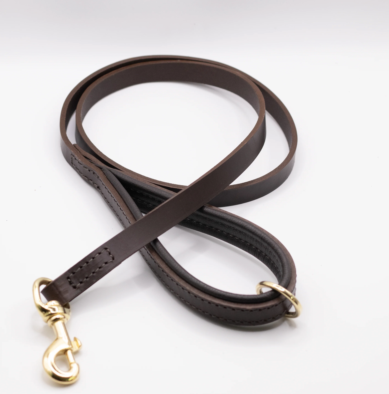Handmade in Britain padded leather dog lead