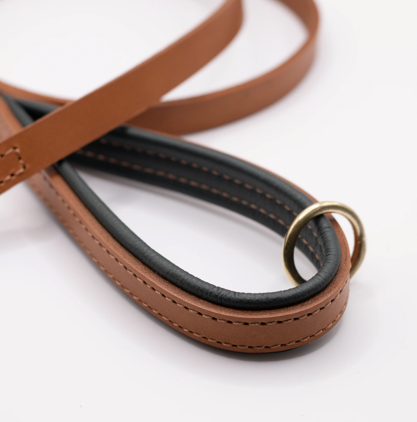 Padded Leather Dog Lead Tan and Racing Green