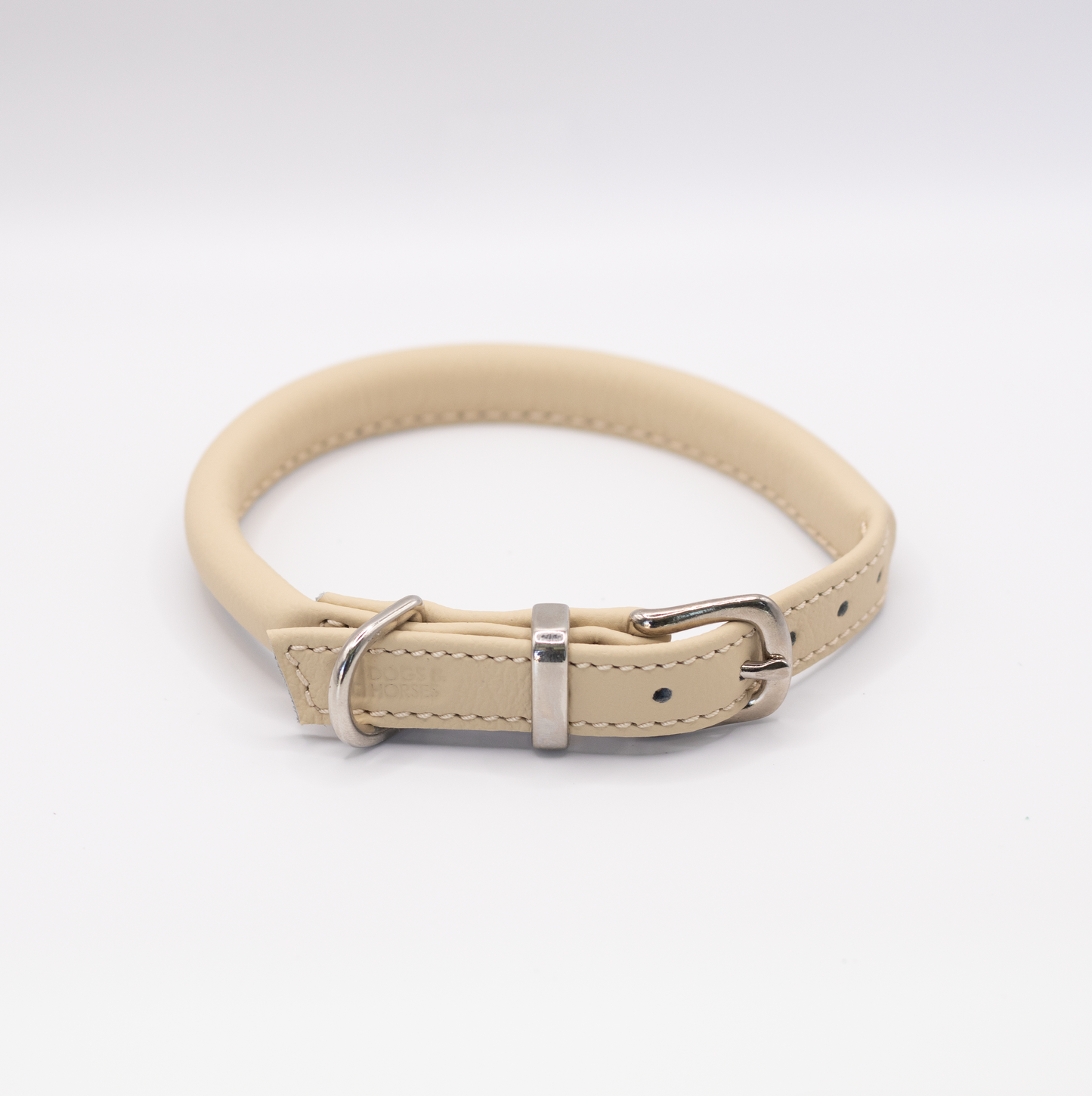 Rolled Soft Leather Dog Collar Cream
