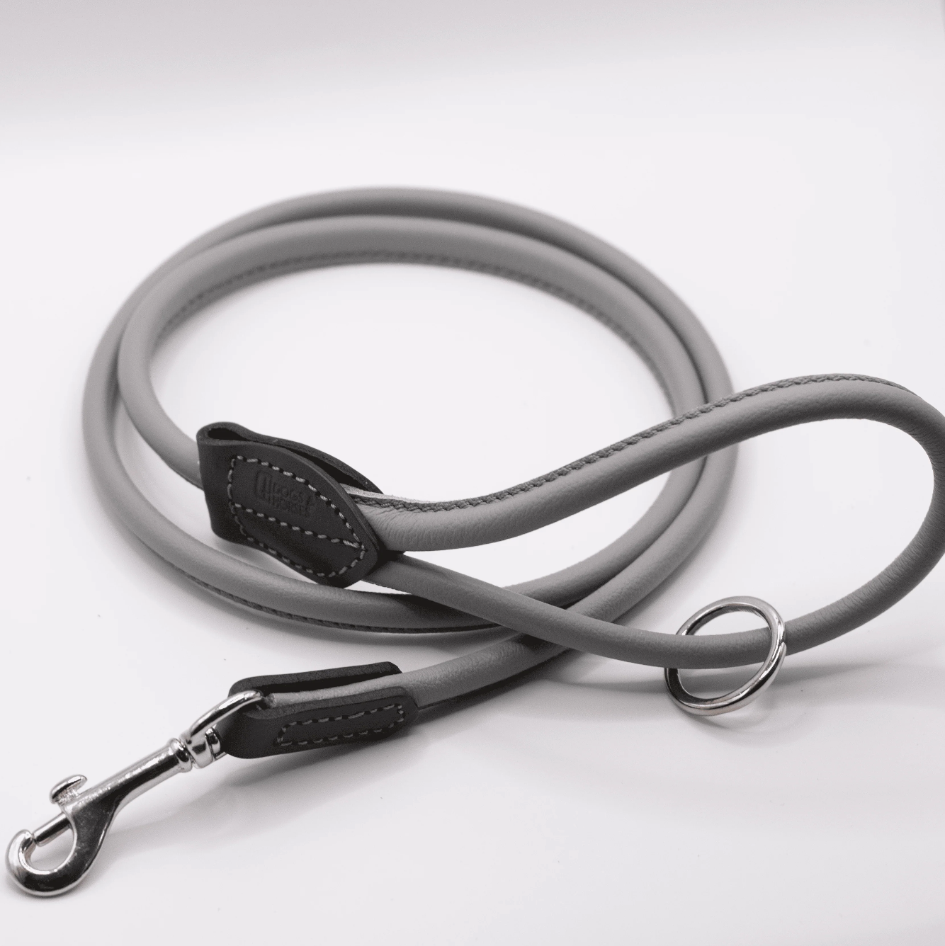 OUTLET: Rolled Soft Leather Dog Lead Grey