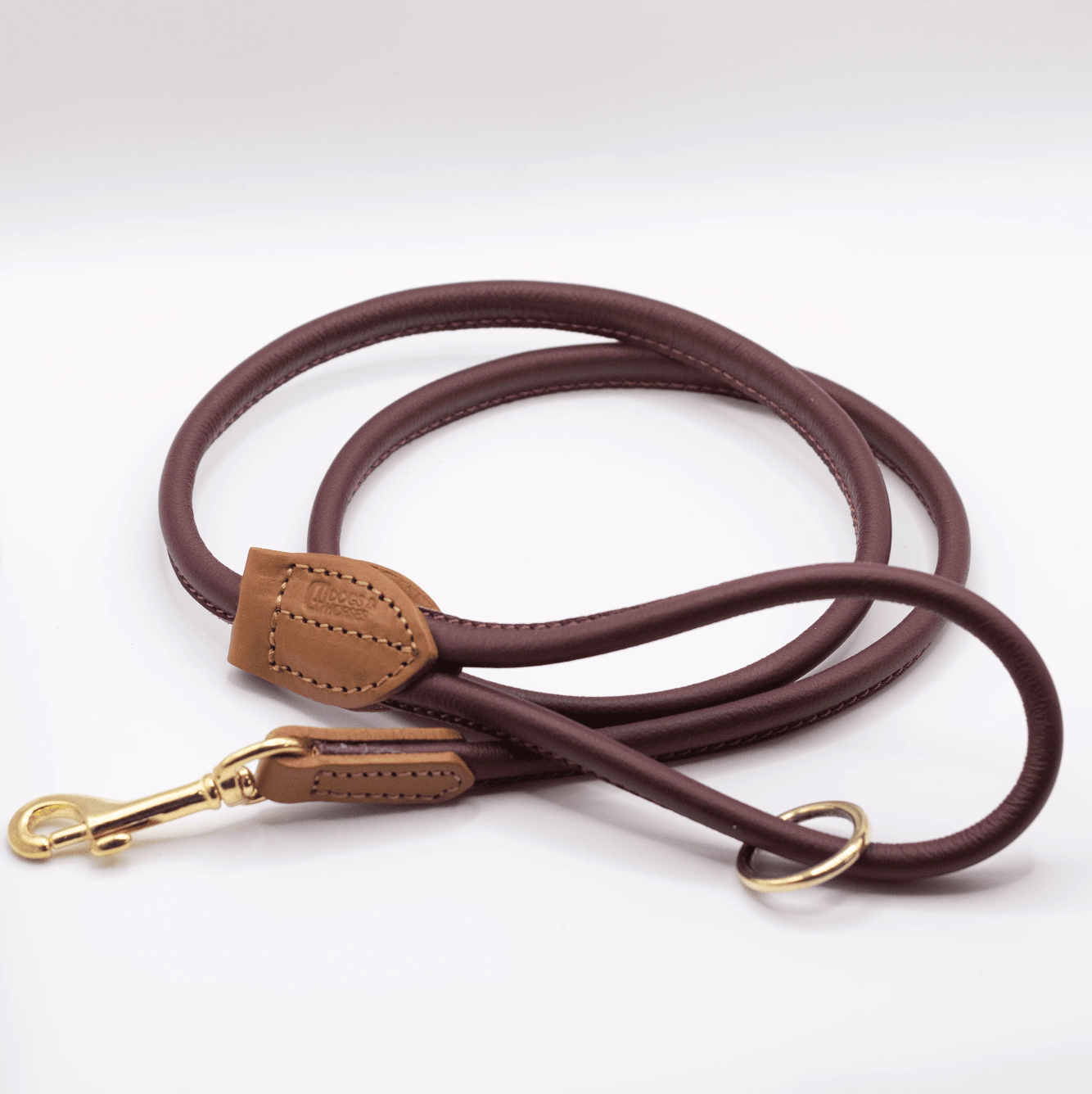Rolled Soft Leather Dog Lead Merlot