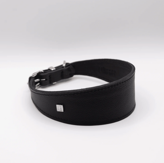 Soft Leather Hound Collar Black