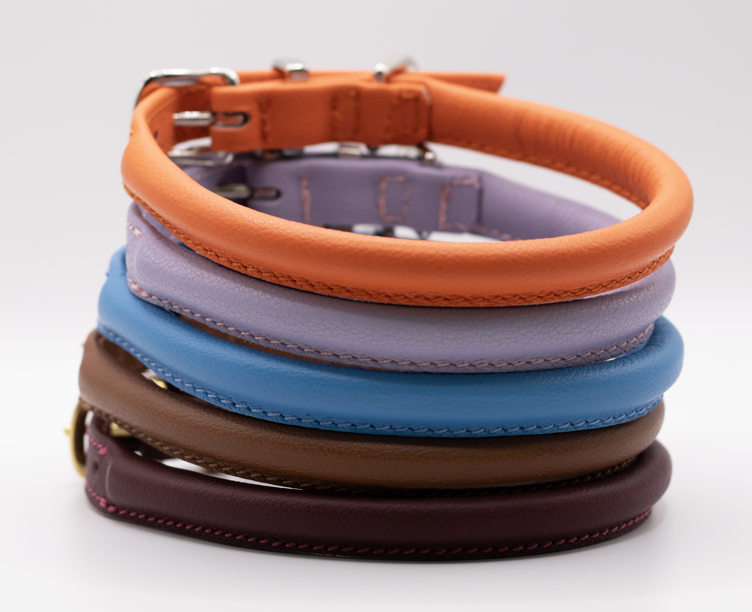 Rolled Soft Leather Dog Collars