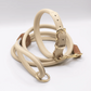 Rolled Soft Leather Dog Collar and Lead Set Cream