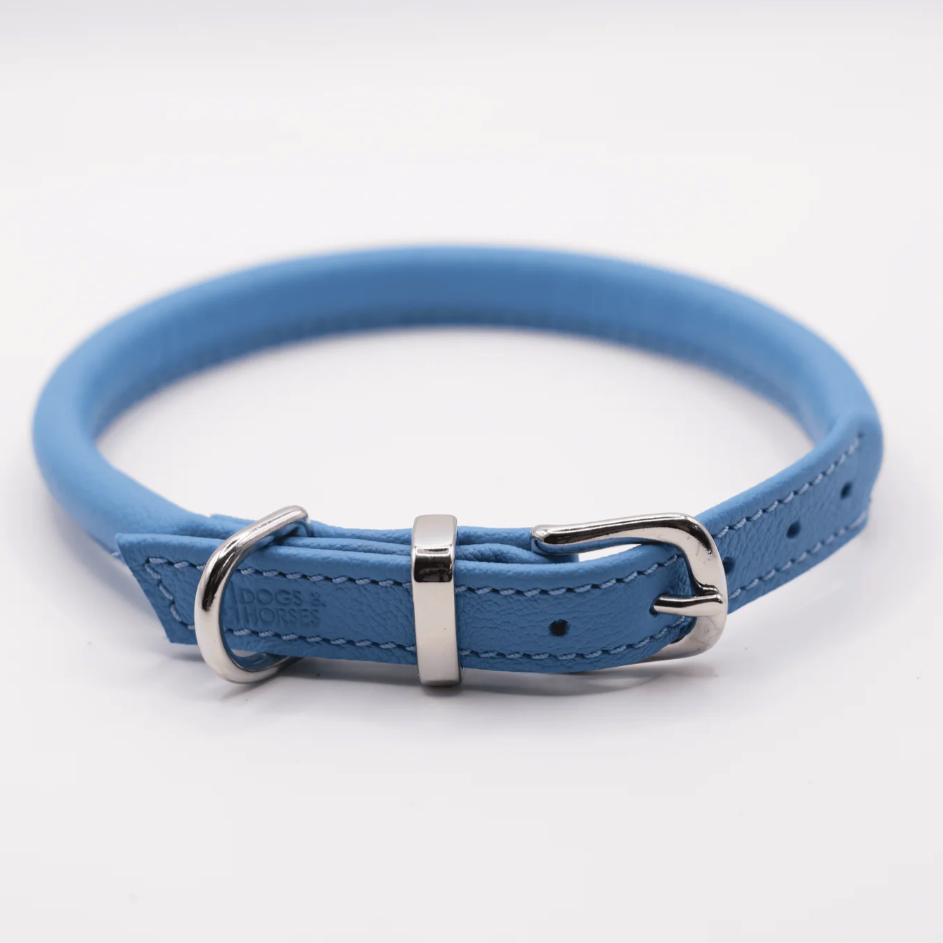 rolled soft leather dog collar blue – Dogs and Horses UK