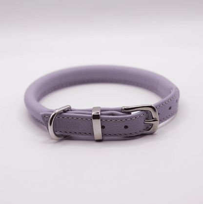 Rolled Soft Leather Dog Collar Lilac