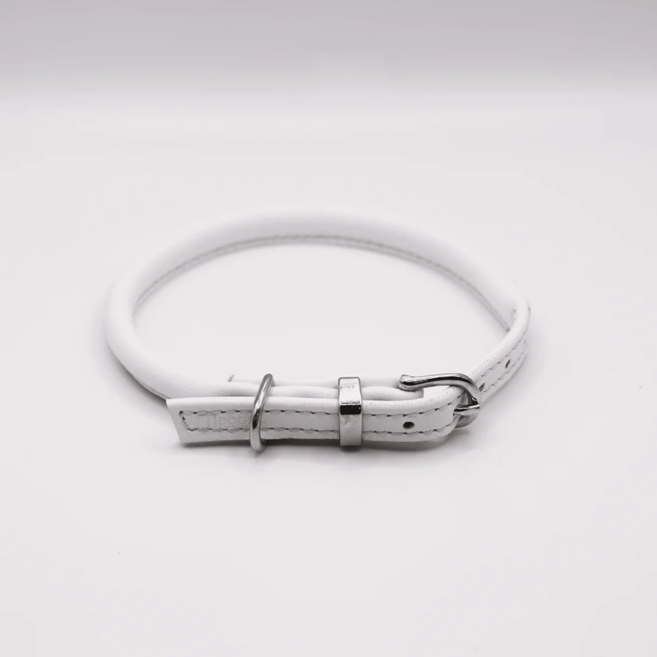 Rolled Soft Leather Dog Collar White
