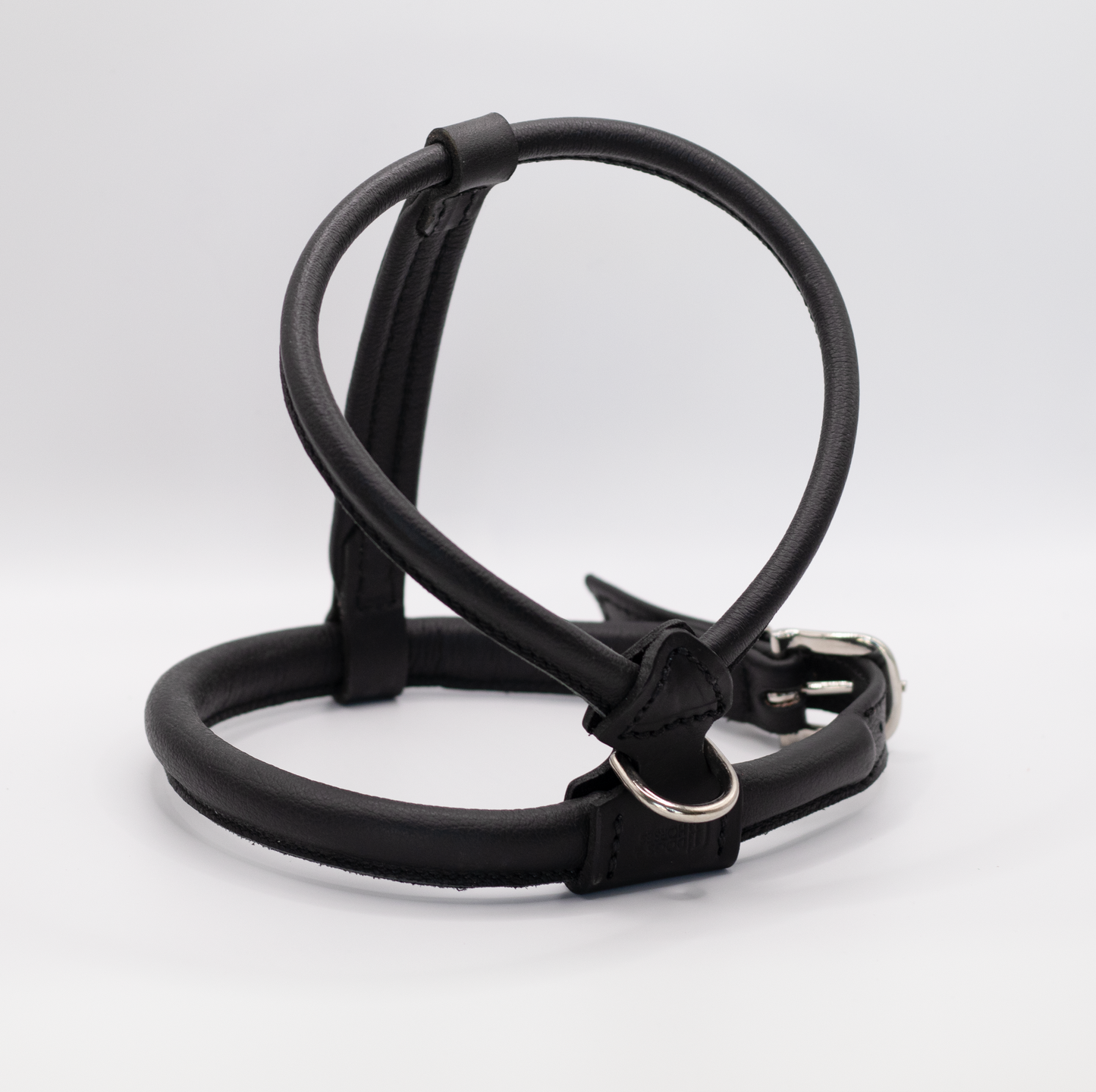D&H Rolled Leather Dog Harness Black