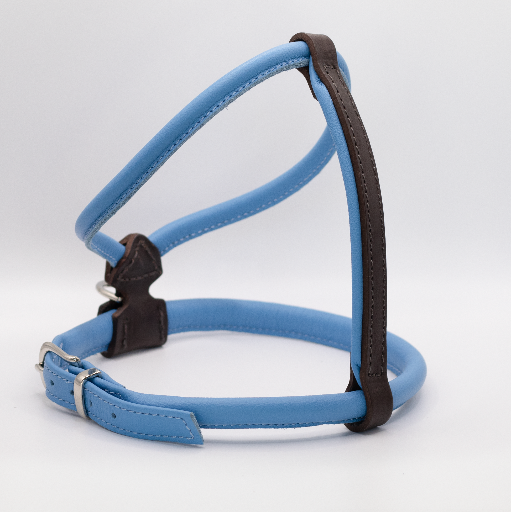 Rolled top leather harness