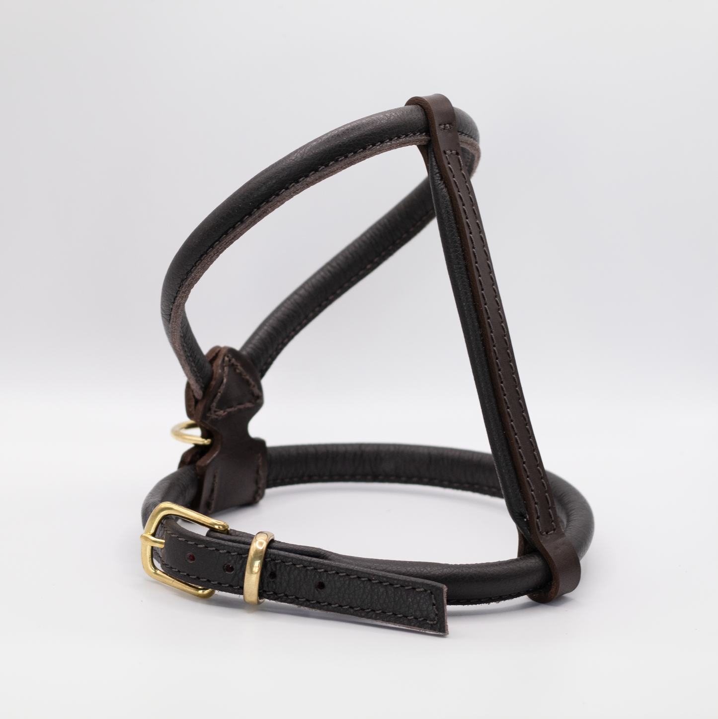 D&H Rolled Leather Dog Harness Brown