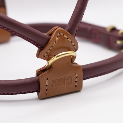 D&H Rolled Leather Dog Harness Merlot