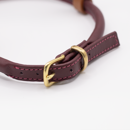 D&H Rolled Leather Dog Harness Merlot