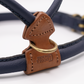 D&H Rolled Leather Dog Harness Navy