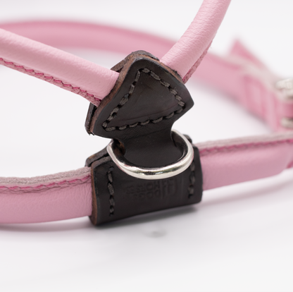 OUTLET: D&H Rolled Leather Dog Harness Pink with Black