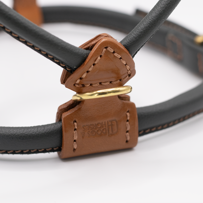 D&H Rolled Leather Dog Harness Racing Green