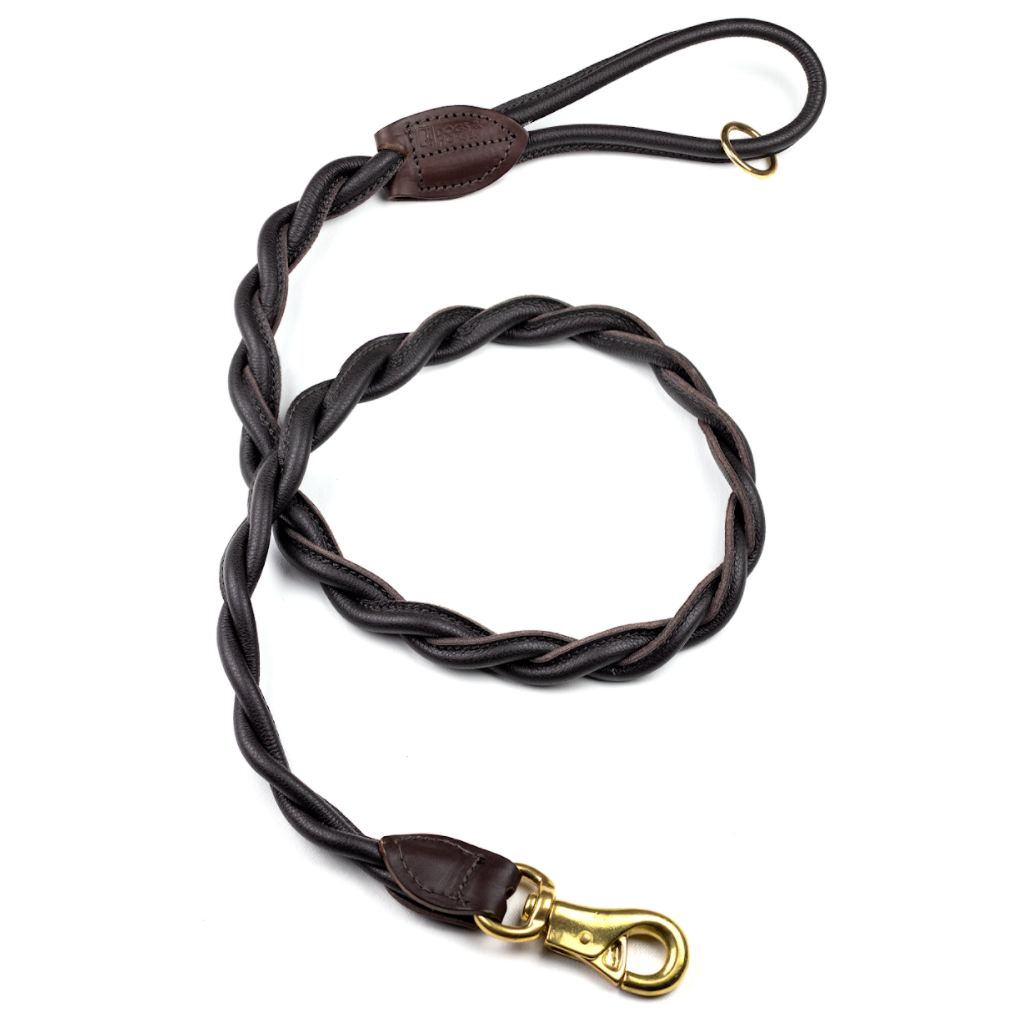 D&H Double Twist Leather Dog Lead