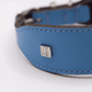 Flat and Wider Soft Leather Dog Collar Blue