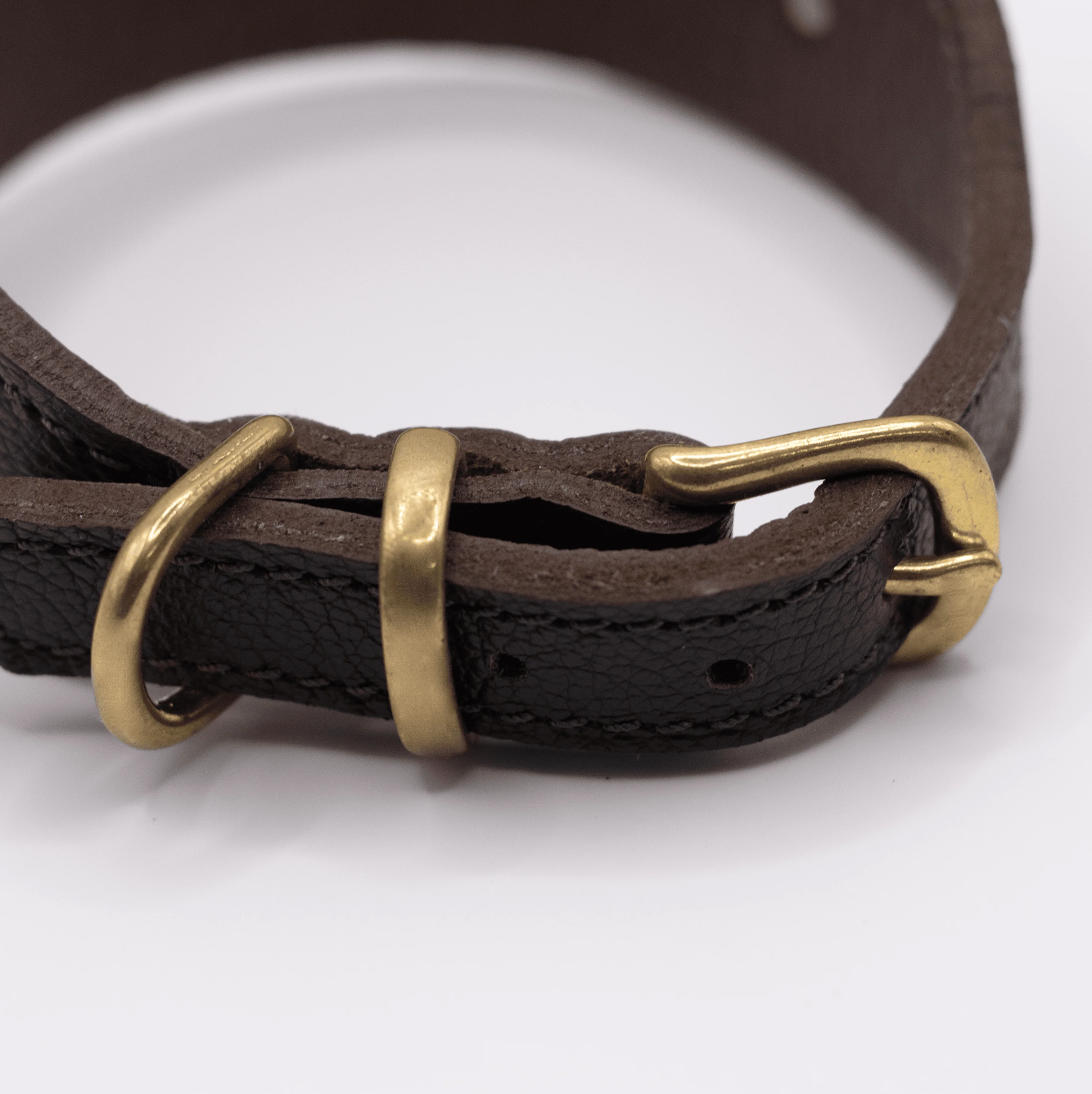 Flat and Wider Soft Leather Dog Collar Brown
