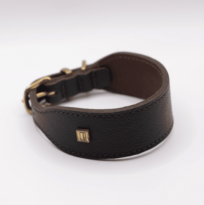 Flat and Wider Soft Leather Dog Collar Brown