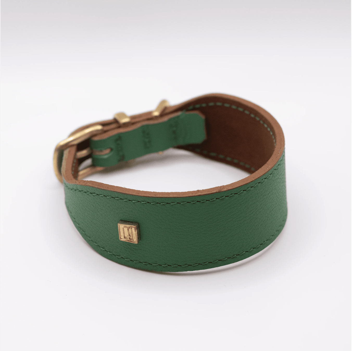 Flat and Wider Soft Leather Dog Collar Clover